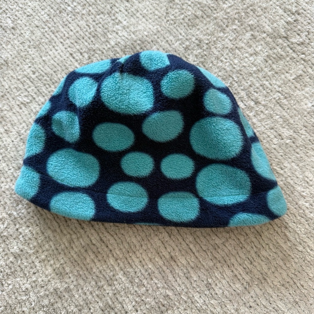 Hanna Andersson Fleece Beanie Hat Blue Polka Dot Kids Warm Winter